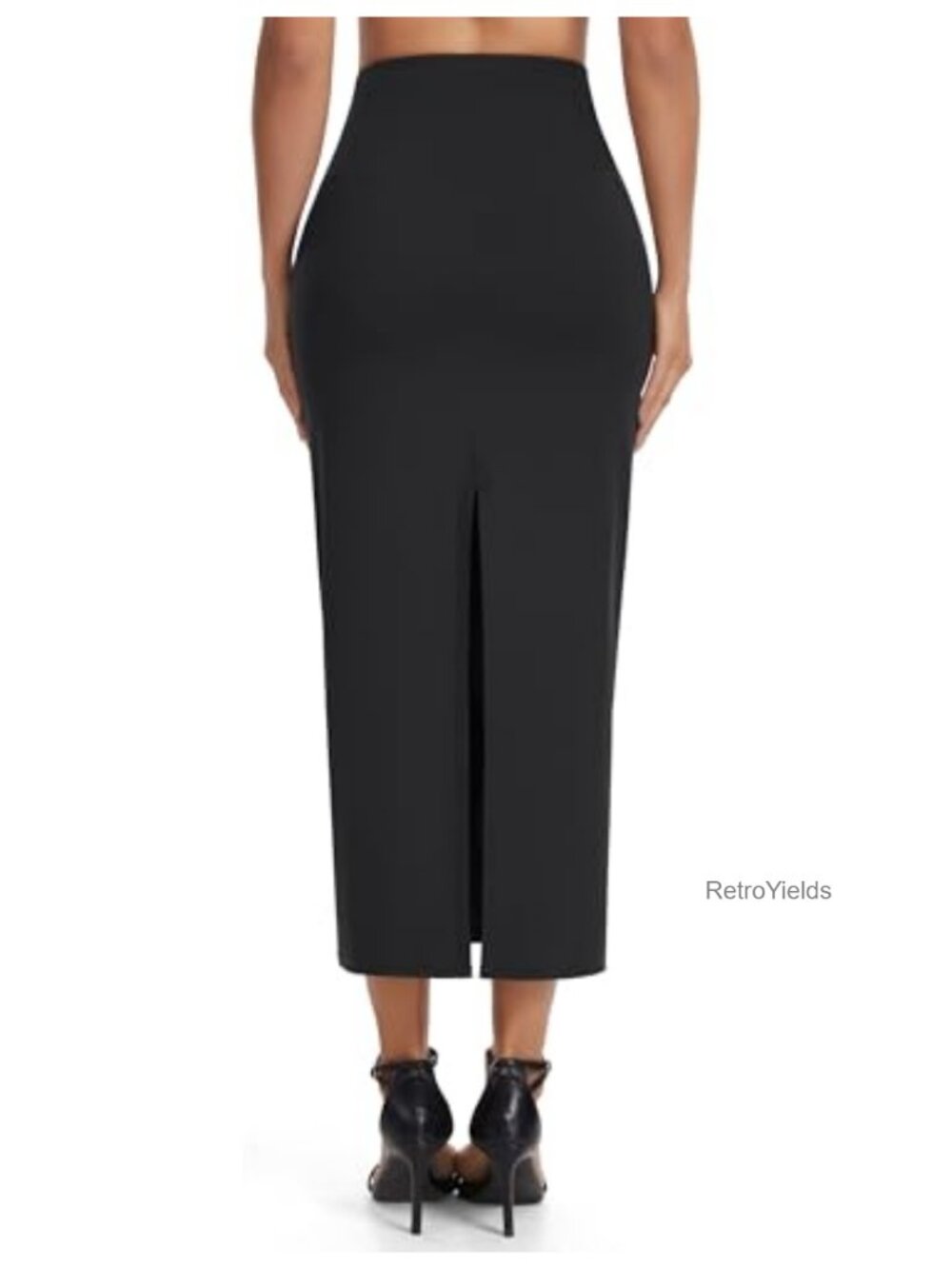 High Waist Maxi Pencil Skirt Bodycon Back Slit Ultra Stretchy Soft Tummy - Picture 3 of 6